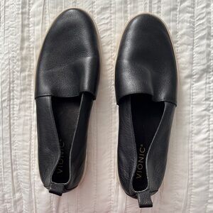 Vionic women's Black Leather Slip-On Loafers
